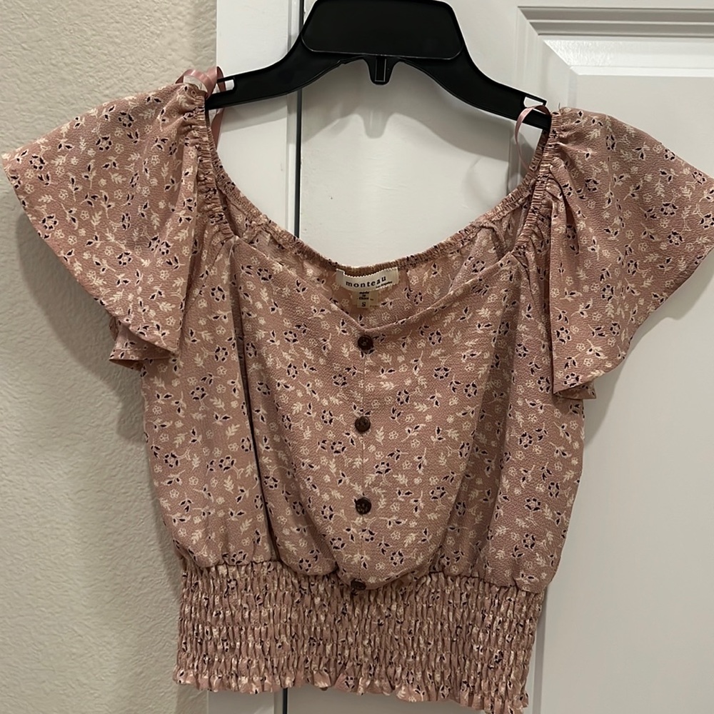 Pink floral blouse